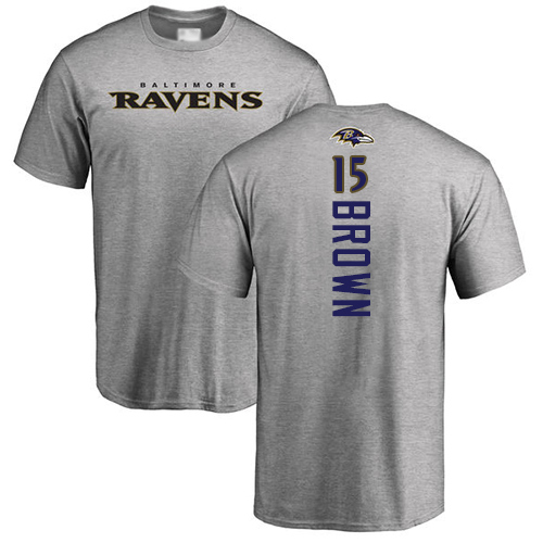 Men Baltimore Ravens Ash Marquise Brown Backer NFL Football #15 T Shirt->baltimore ravens->NFL Jersey